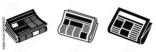 World Press Freedom Day May 3 Vector Illustration – Newspaper Icons Symbolizing Journalism, Free Press, and Media Independence Concept in Black and White