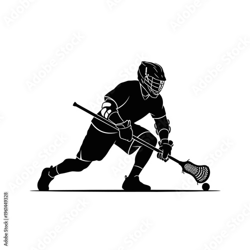 Athletic ice hockey player in action during a game on the rink, gripping the stick and skating with intensity.