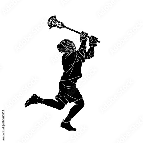 Dynamic silhouette of an athlete in midair during hammer throw.