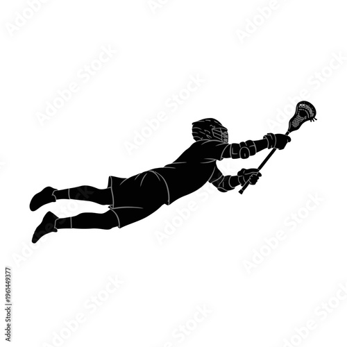Silhouette of a diver in motion with a spear gun underwater during a spearfishing sport.