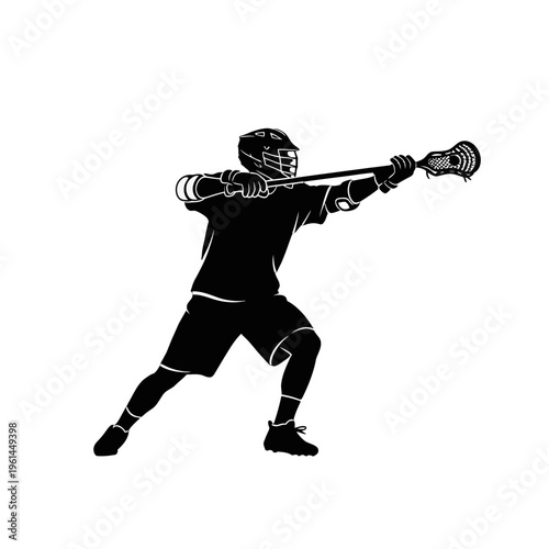Silhouette of a cricket batsman in action during a shot.