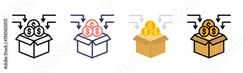 Crowdfunding icon sheet multiple style collection