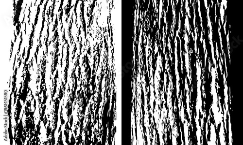 Decayed wood overlay texture that is graded and speckled. Black and white bark texture. Vector and illustration.