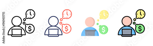 Gig Work icon set multiple style collection