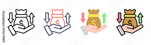 Income icon set multiple style collection