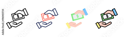 Wage icon set multiple style collection