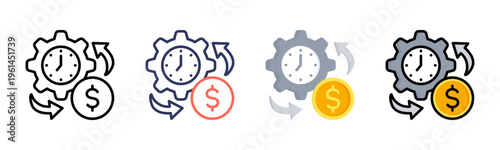 Efficiency icon set multiple style collection