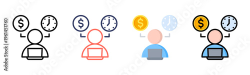 Self Employed icon set multiple style collection