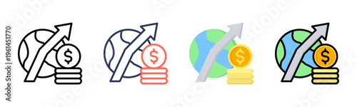 Economy icon set multiple style collection