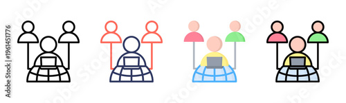 Outsourcing icon set multiple style collection