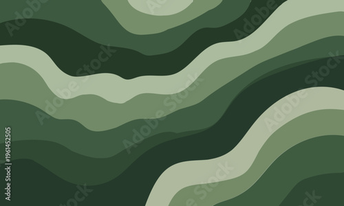 Abstract green topographic landscape with wavy lines and shades