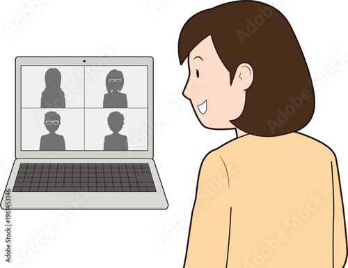 Web会議で会話する女性