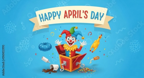 Happy Jester theme Funny Prank design Whimsical Jack-in-box theme Colorful Joke design Playful Gag theme april fools Wallpaper Background image