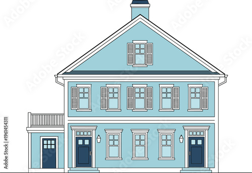 Modern Two Story Isometric House Illustration with Luxury Swimming Pool Garden Patio and Carport Isolated on White Background for Real Estate