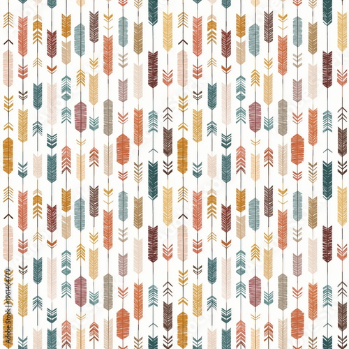 Seamless Pattern boho tribal ethnic design with earthy colors and geometric elements for modern decor