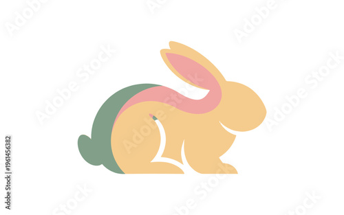 An elegant illustration of a rabbit in soft pastel colors.