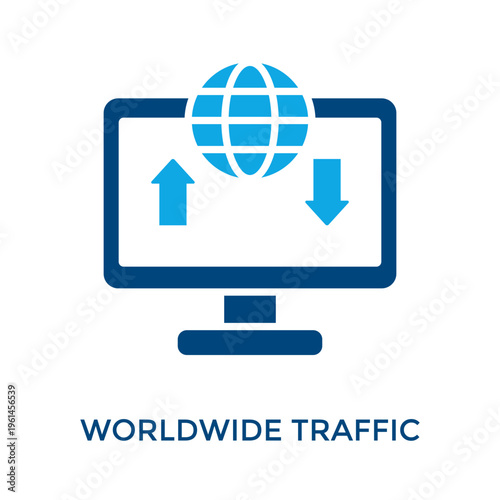 Worldwide Traffic Icon Dual Tone Style. Vector Illustration For Graphic Design