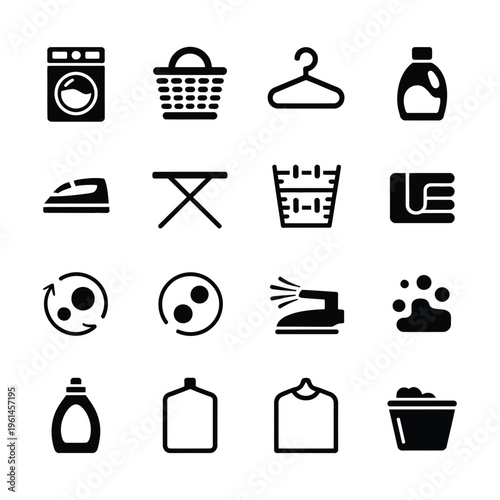Professional Washing Dry Cleaning Icons