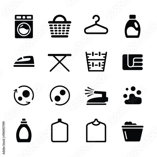 Domestic Laundry and Ironing Icons