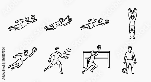 Soccer Player Action Icons in Minimalist Style