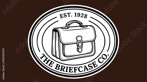 Vintage Briefcase Company Logo - Established in 1928, Classic Design.