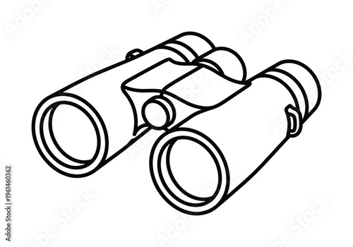 Simple black outline vector illustration of binoculars, ideal for exploration, adventure, travel, or observation concepts. Minimalist design for web, print, or app icons.