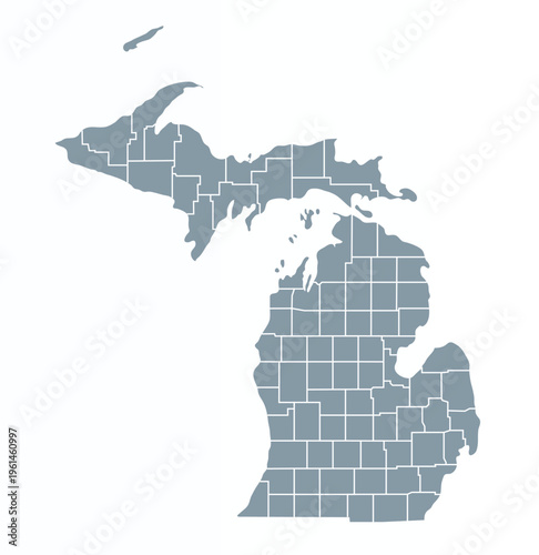 Map of Michigan state with counties borders