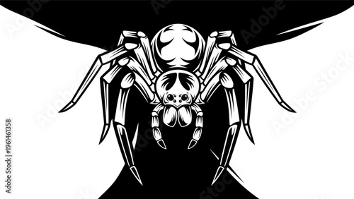 Spider illustration black and white design