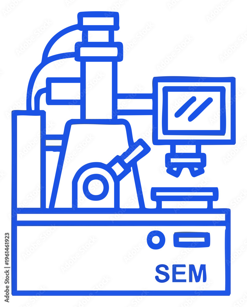 Obraz premium Scanning Electron Microscope SEM Illustration Detailed Scientific Imaging Equipment.