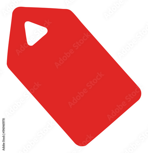 Red Price Tag with Triangle Hole for Retail Sales.