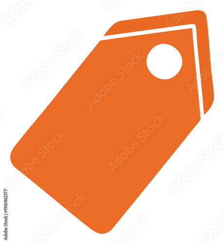 Orange Price Tag Icon with Hole for Retail and Sales.