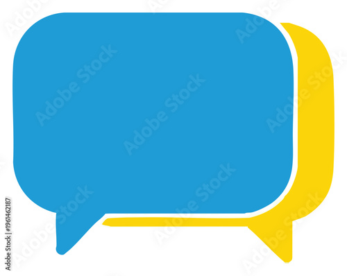 Overlapping Blue and Yellow Speech Bubbles Representing Communication and Dialogue.