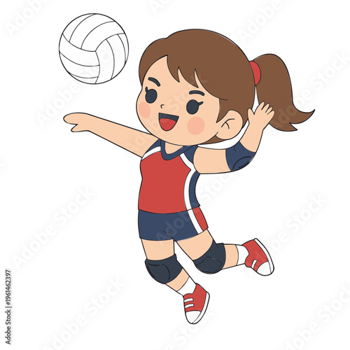 Cute Cartoon Female Volleyball Player