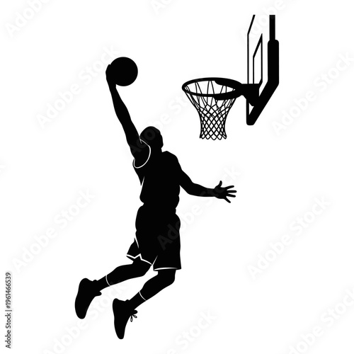 Basketball Layup Close to Basket Silhouette – Easy Score Finish, Close Range Shot Technique