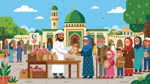 Man selling fruit at outdoor market.Eid Adha