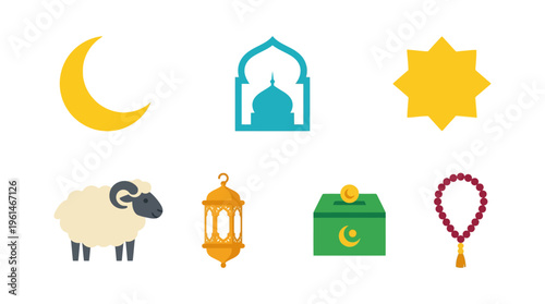 Eid Adha Islamic Symbols Collection.