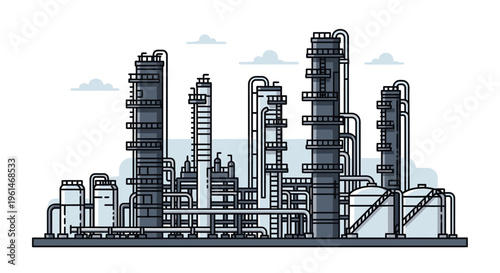 Industrial factory with tall structures.