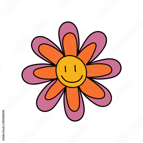 Retro Smiley Flower Icon