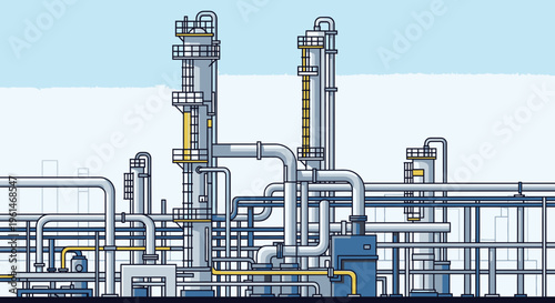 Industrial pipes and machinery equipment.