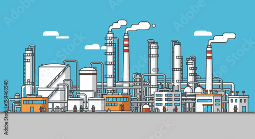 Industrial factory with smokestacks and pipes 2.