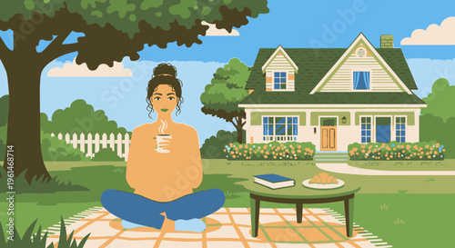 Woman meditating in lotus position outdoors.
