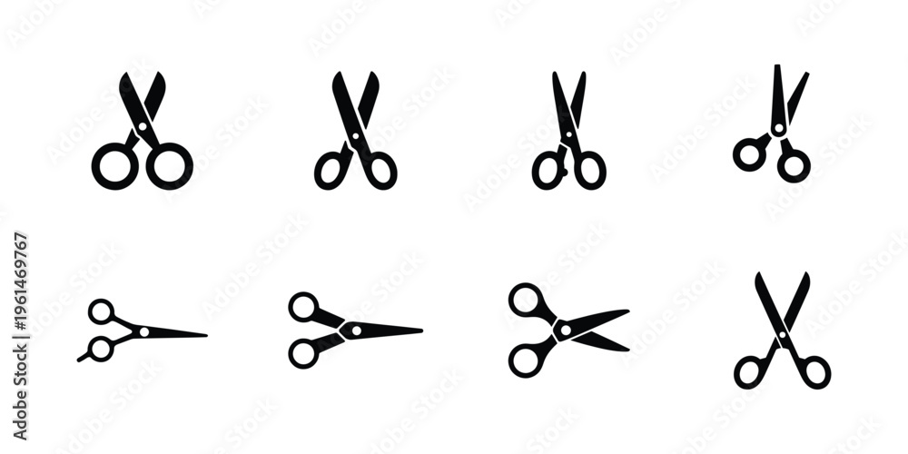 Fototapeta premium Simple scissor icons collection on white background