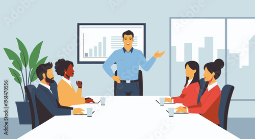 Businessman presenting to colleagues in meeting 11.