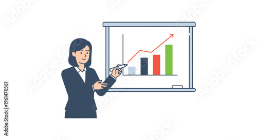 Businesswoman presenting data on graph chart.