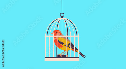 Colorful bird in a cage 3.