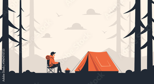Man sitting in camping chair outdoors.