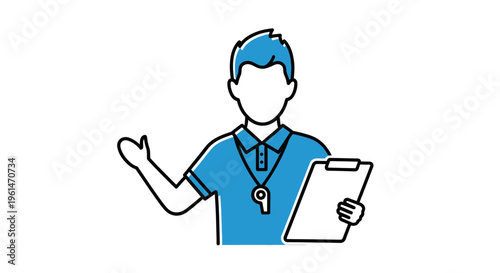 Man holding clipboard and gesturing.