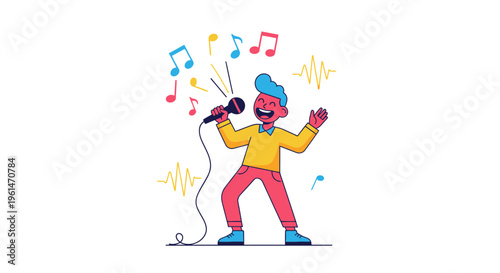 Person singing into a microphone.