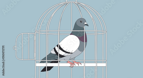 Pigeon sitting on a perch.