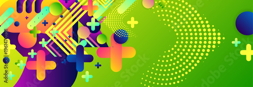 New bright juicy summer abstract fluid creative banner, trendy bright neon colors with dynamic lines